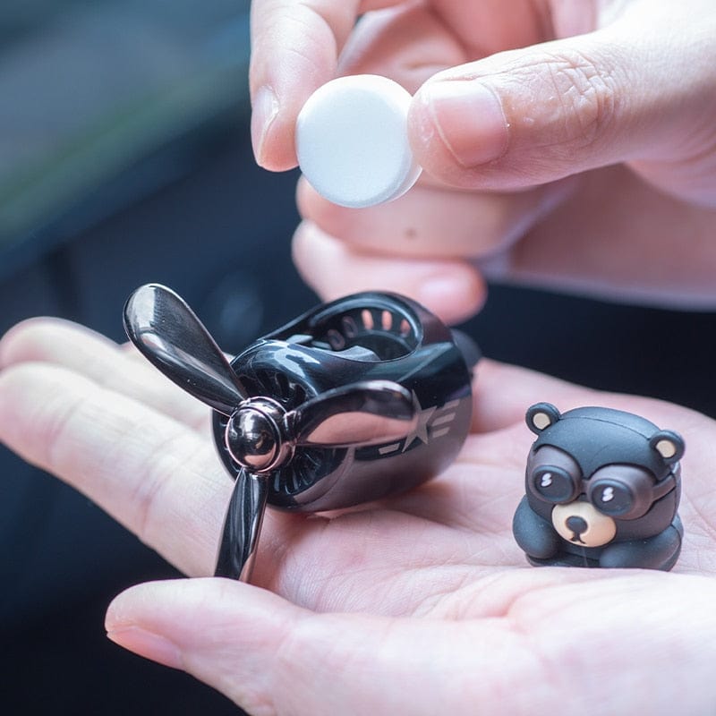 Cute Bear Pilot Car Air Freshener with Rotating Propeller